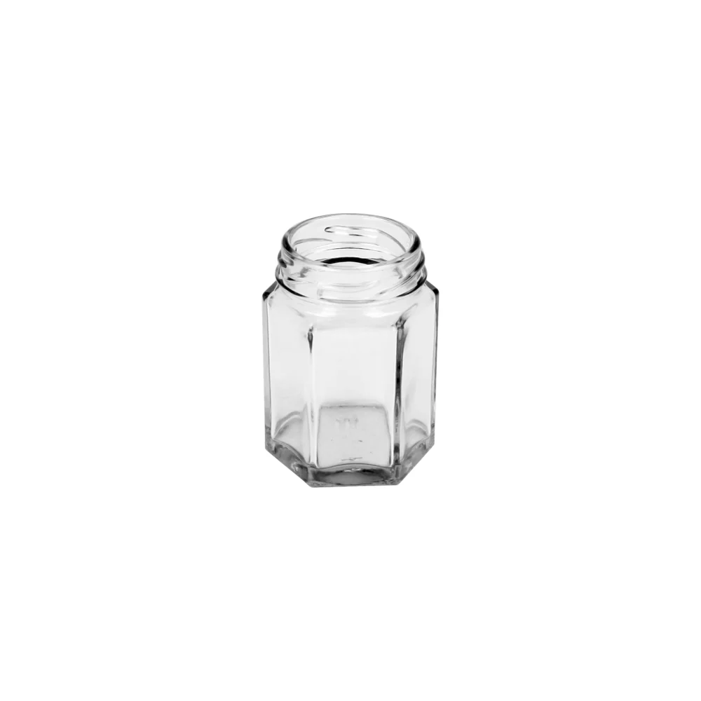 110ML Glass Honey Jar Hex with Screw Lids x48